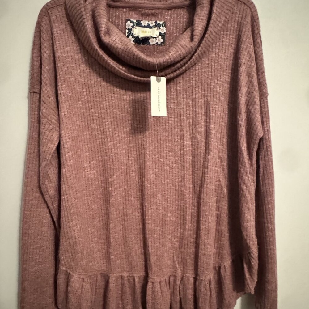 Maeve by Anthropologie Size Medium (M) Women's Mauve Cowl Neck Tunic Sweater wit